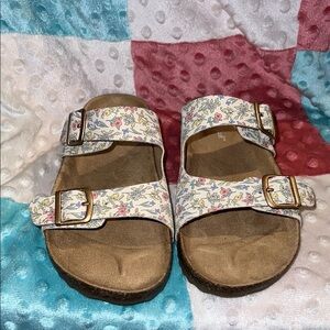 Kids Floral Double-Buckle Sandals - White/Pastel